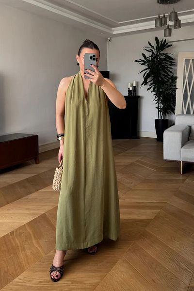 Tuba Butik Back Low-cut Long Dress