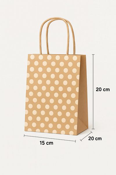 HDF PAZARLAMA 25 Pieces Point Patterned 15*8*20 Kraft Bags