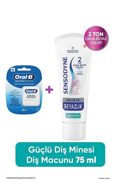Sensodyne Clinic Whiteness Strong Dental Ore Toothpaste 75 ml + Pro-Expert Advanced Dental Floss with Paraffin