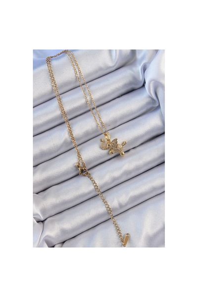 Skygo 316L Steel Chain Gold Color Zircon Stone Elephant Necklace - Tj-Bko9091