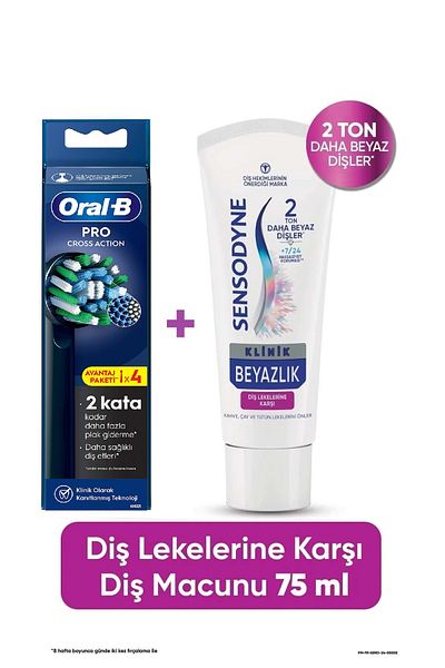 Sensodyne Clinic Whitening Toothpaste Against Teeth Stains 75 ml + Pro Cross Action X-Filament Set of 4
