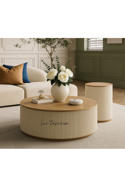 Lui Tasarım Krem Sade Bohem Tarz Trend Seramik Vazo ve Çiçek Arajmanı 22 CM