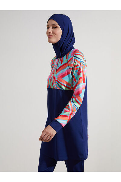 LC Waikiki Özmarka New Season College Collar Patterned Women's Hijab Swimsuit...