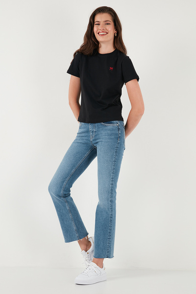 Lela Cotton Slim Fit Crew Neck Minimal Processing Detailed t Shirt t Shirt 5866398