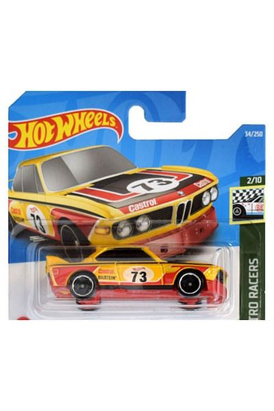 HOT WHEELS Hot Wheels Diecast Car, '73 BMW 3.0 CSL Race Car, Yellow, 1:64