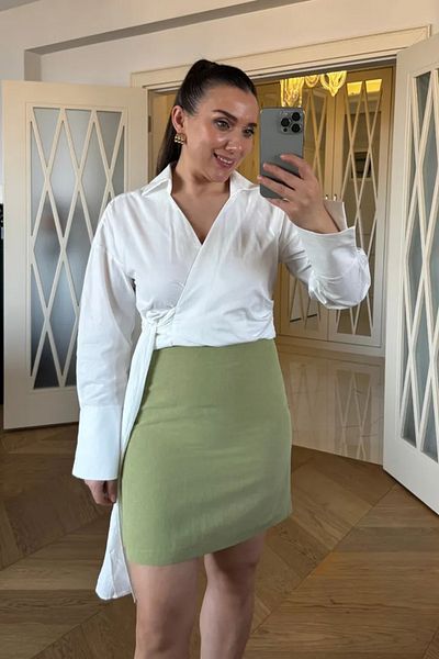 Tuba Butik Linen Mini Skirt