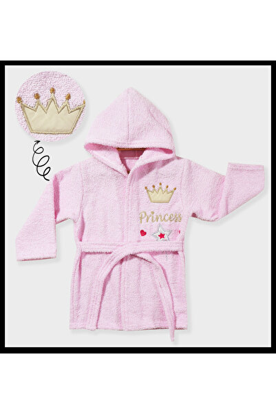 ABC BABY رداء حمام للأطفال مطرز من Prince & Princess - بغطاء للرأس للفتيات وا...