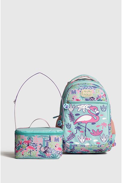 MY POLO 2075 Girl's Double Set First School Bag Nutritional Orthopedic Backpack Turquoise