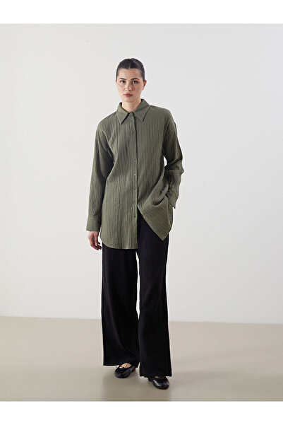 LC Waikiki Texturierte Damenhose mit elastischem Bund