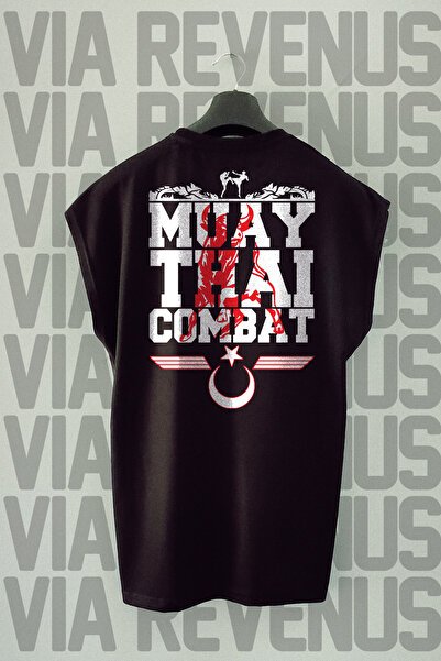 Vordevia Tricou sport cu mâneci zero și decolteu rotund cu imprimeu pe spate Muay Thai Turcia