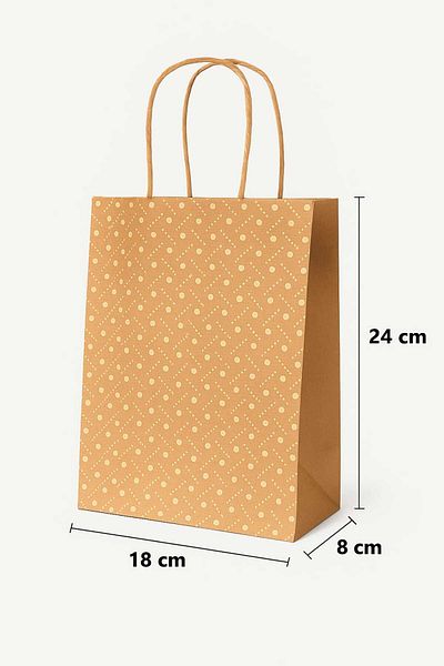 HDF PAZARLAMA 25 Pieces Dot Patterned 18*8*24 Kraft Bag