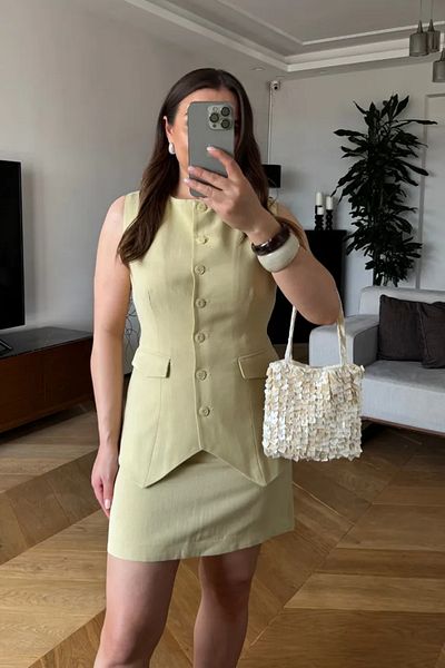 Tuba Butik Linen Mini Skirt