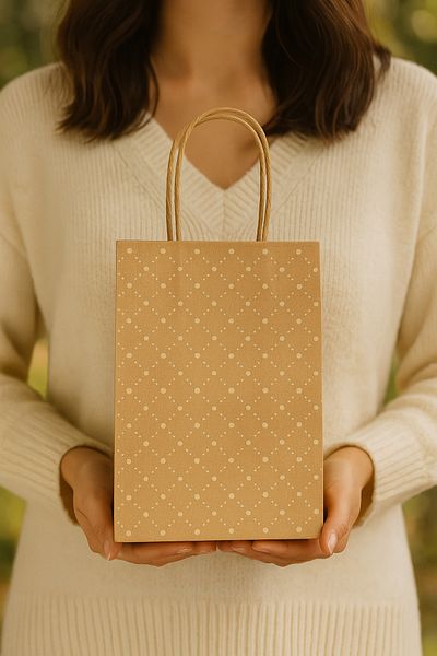 HDF PAZARLAMA 25 Pieces Dot Patterned 18*8*24 Kraft Bag