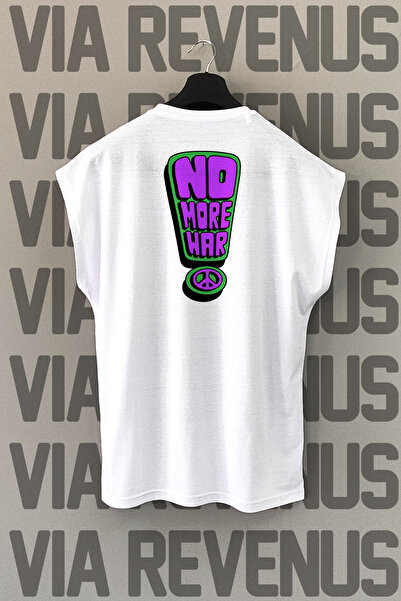 Vordevia Tricou sport cu mâneci zero cu imprimeu No More War