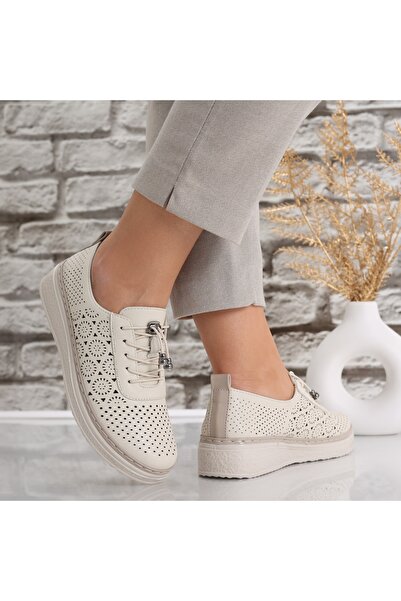 Botinelli Pantofi sport damă bej Laroya din piele ecologică, 40