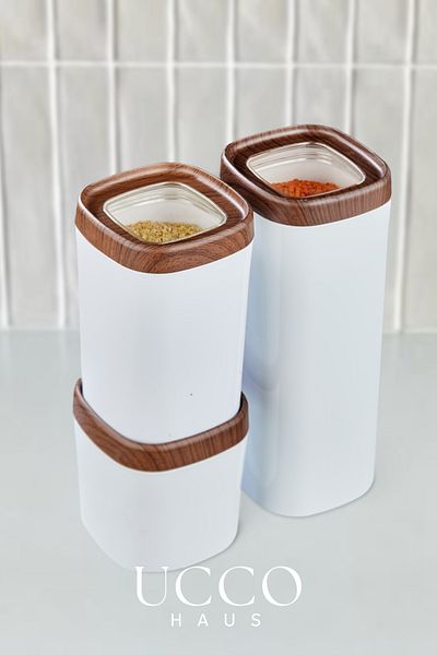 UCCO 3-Piece Luxury Vacuum Lid Silicone Sealed Food Storage Container Pulses Container Spice Container Kitchen Organizer