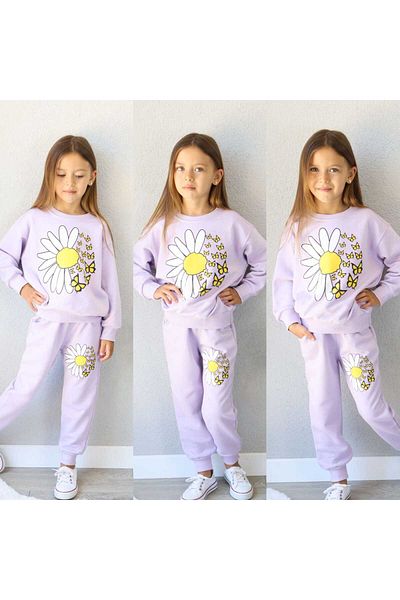 Amur Girls Tracksuit Set Flower Printed 2 Thread Fabric