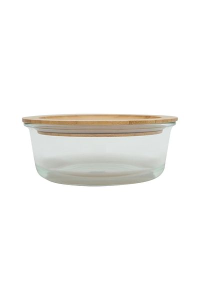 Porland Round Storage Container 1300Cc Single Bamboo Lid