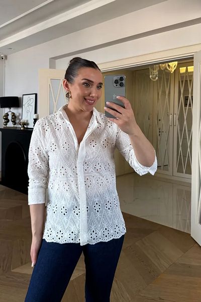 Tuba Butik Fisto Embroidered Women's Shirt