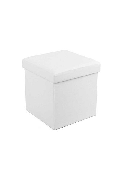 ASTERA Stool with Mdf Storage, up to 300 kg Load Capacity, White, 38 X 38 X 38 cm