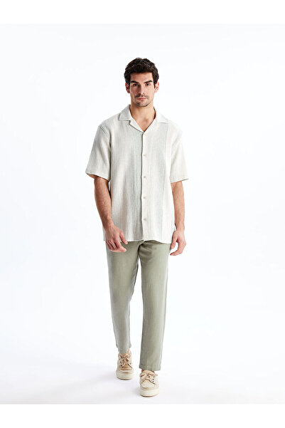 LC Waikiki Nevavm Slim Fit Linen Blend Men's Trousers with Difference