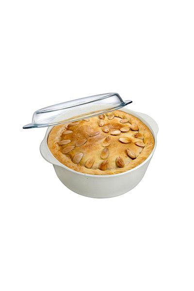 Paşabahçe Pasabahce Non-Stick Round Pot with Glass Lid, Cream 3150Cc