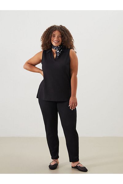 LC Waikiki Elastic waist carrot cut textured women's pants