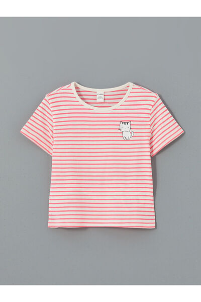 LC Waikiki New Season Crew Neck Striped Girl's T-Shirt