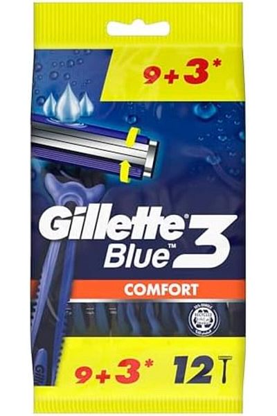 Gillette Blue3 Comfort Disposable Men's Razors, 9+3 Count