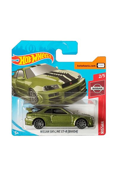 HOT WHEELS Masinuta Metalica Hot Wheels Nissan Skyline GT-R (BNR34), Colectia Nissan 2019, Verde, 1:64