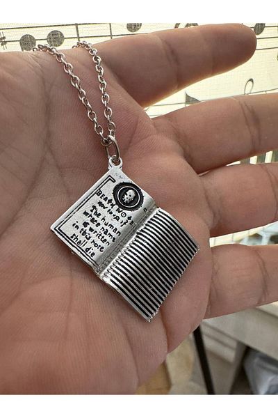 Herşey Nota Death Note Book Figured Necklace with 60 cm Chain |   Anime Themed Unisex Jewelry