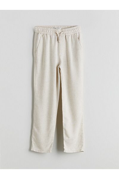 LC Waikiki Linen Blended Boy's Trousers with Elastic Waist