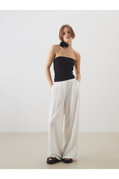 LC Waikiki Ozmarka New Season Linen Blend Women's Pleated Trousers