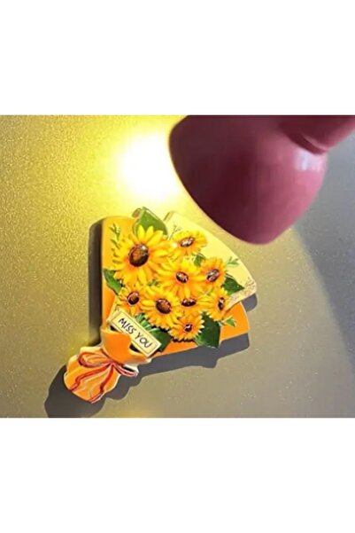 Night Studio Miss You Yazılı Çiçek Buketi Buzdolabı Magneti Sevgiliye Hediye
