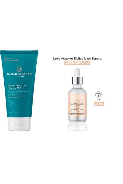 Bahar Babacan Anti-Blackhead Clay Mask 75ml + Anti-Blemish Serum with Arbutin 30 ml Gift