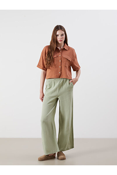 LC Waikiki Nevavm Textured Women's Trousers with Elastic Waist