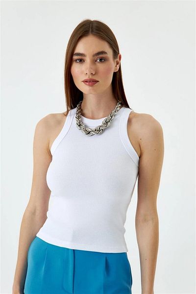 Tuba Butik Halter Collar Ribbed Women's Athlete