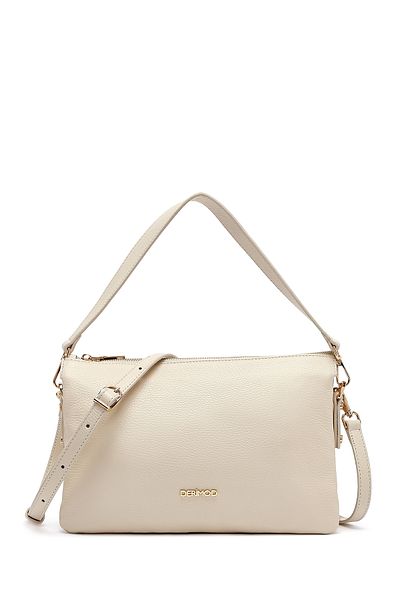 Derimod Women's Beige Long Strap Leather Shoulder Bag 25Sbd2353Ft