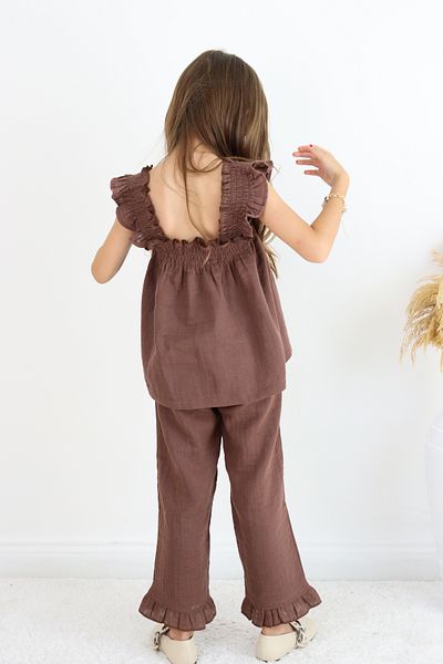 FESSHERA KİDS 🌸 Ruffle Detailed 100% Cotton Muslin Girl's Set – 2 Pieces Comfortable and Stylish Design 🌸