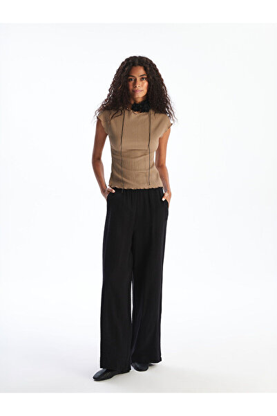 LC Waikiki Özmarka New Season Elastic Waist Textured Women's Trousers