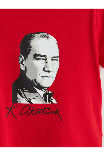 LC Waikiki Cey New Season Crew Neck Atatürk Printed Girls' T-Shirt