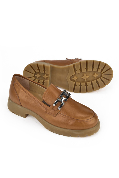 Ziya , Women's Genuine Leather Shoes 15319Z44353 Tan