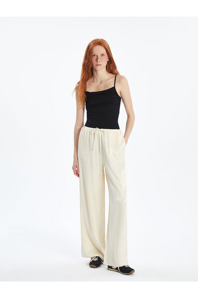 LC Waikiki Satin Women's Trousers with Elastic Waist