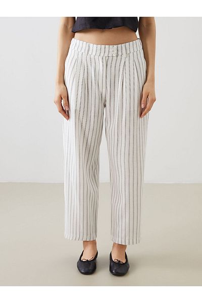 LC Waikiki Pantaloni de damă cu dungi cu talie elastică sezon nou - S5OM64Z8