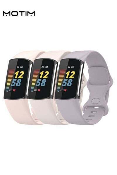MOTIM 3 Pack Bands Compatible with Fitbit Charge 6/5 S/M, Soft Silicone Replacement Strap Watchband