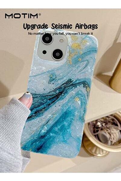 MOTIM جراب iPhone 14 بتصميم رخامي فاخر، غطاء حماية كامل للجسم من مادة TPU الن...