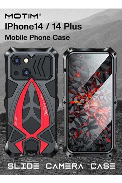 MOTIM جراب معدني فائق الجودة لهاتف iPhone 14 مع واقي 2 في 1، حماية من السقوط ...