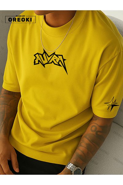 EFFRENATU Aura Printed Cotton Fabric Men's Yellow T-Shirt