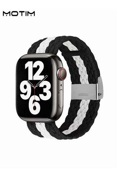 MOTIM Nylon Braided Watch Band Compatible with Apple Watch, Adjustable Sport Strap Replacement Band