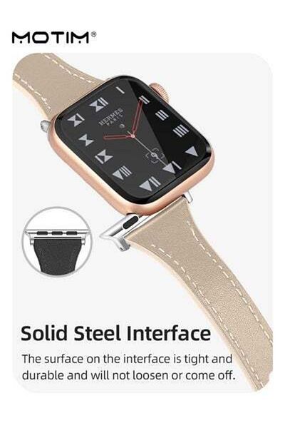 MOTIM Leather Apple Watch Band for Apple Watch Series Band Genuine Leather Slim Replacement Strap,